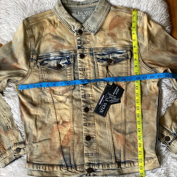 New men’s Sz L Si Tu Veux casual tie dyed casual party denim jean jacket - Picture 11 of 14